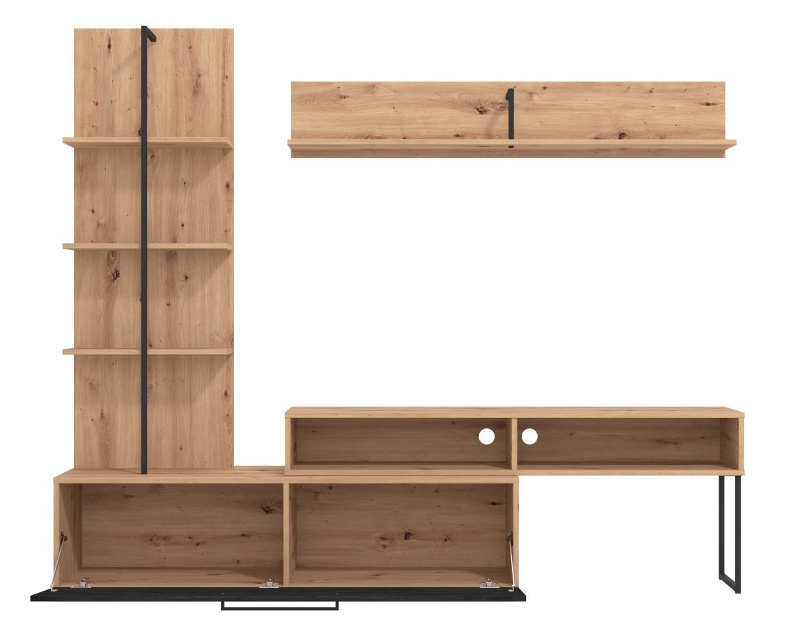 Obývacia stena atrej - dub artisan/čierna.

 

Rozmery obývacej steny sú 205,5x173x41,5 cm (š, v, h).