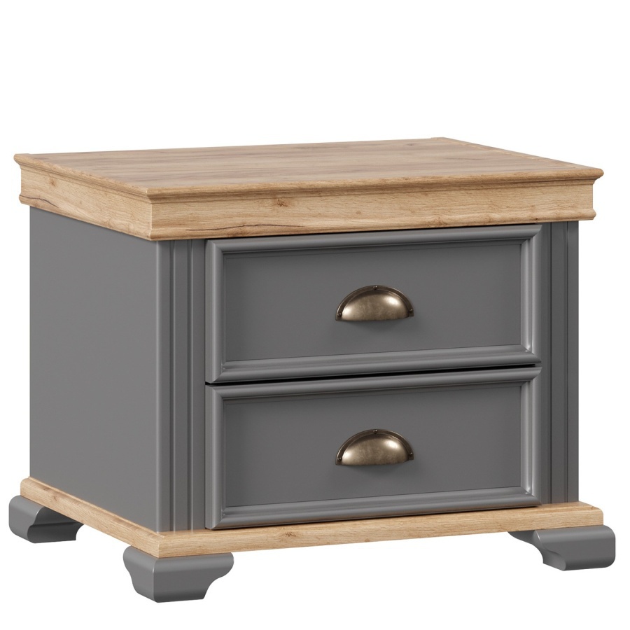 Nočný stolík annie - šedá/dub tortuga.

 

O stabilitu a pevnosť výrobku sa stará spodná a vrchná doska vyrobená z kvalitnej MDF dosky v dekore dubového dreva.

 

Rozmery nočného stolíka Annie sú 56x48x46cm (š, v, h).

 

Všetok nábytok patriaci do kolekcie Annie nájdete nižšie v súvisiacich produktoch.