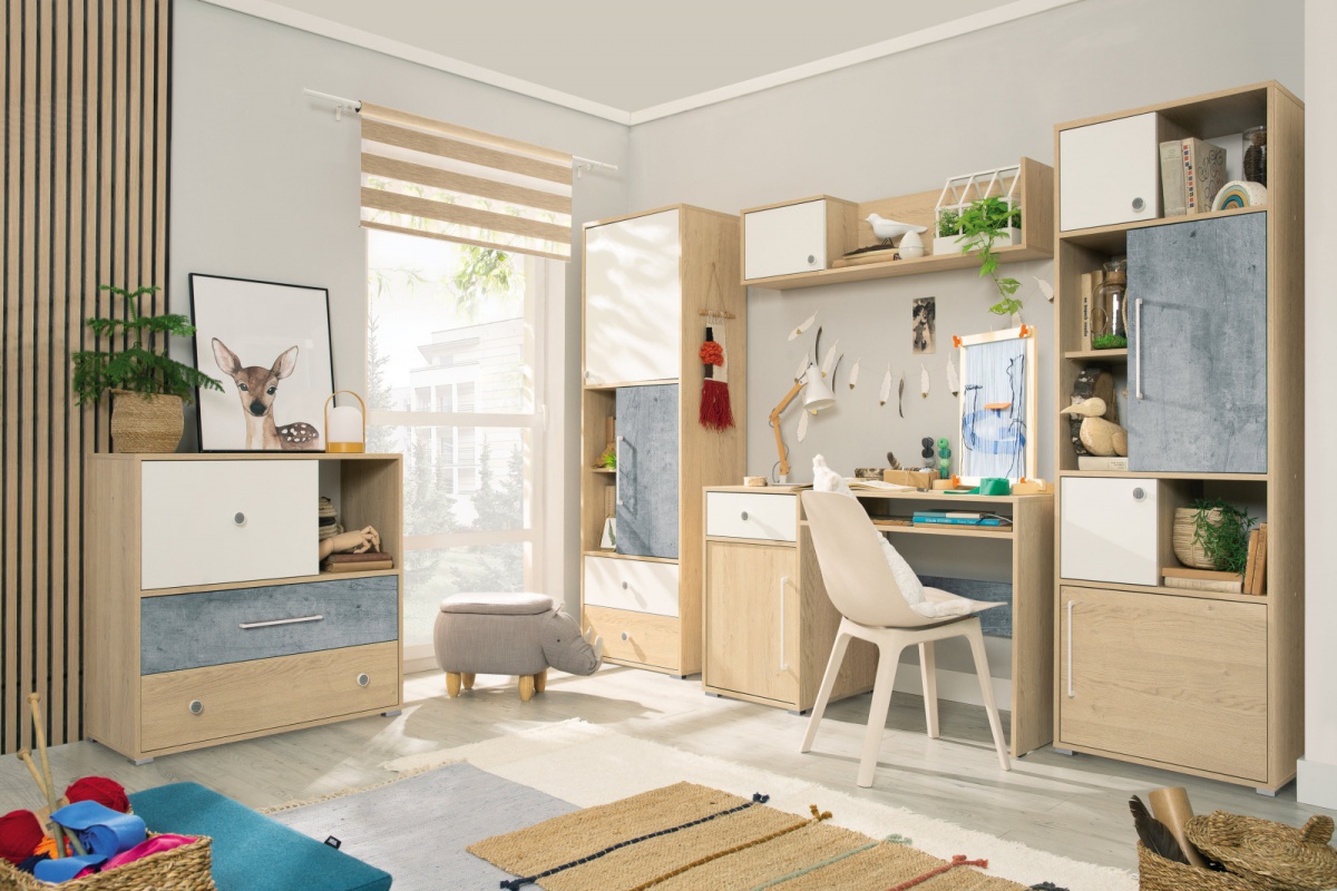 Študentská izba i barney - dub/šedá/biela.


Kombinovaná skriňa Barney ponúka užívateľom vysokú variabilitu, čo sa týka úložného a odkladacieho priestoru.

 

Študentská knižnica by mala byť v každom študentskej izbe.

 

Kombinovaná komoda Barney disponuje dvoma širokými objemnými pojazdnými zásuvkami.

 

Písací stôl Barney je základom študentskej izby.

 

Polica na stenu Barney je veľmi prakticky a zároveň elegantne riešená.

 

Študentská izba I Barney sa skladá z týchto prvkov:


	Kombinovaná skriňa Barney - 60x182x40cm (š, v, h)
	Študentská knižnica Barney - 60x182x40cm (š, v, h)
	Kombinovaná komoda Barney - 120x42x50cm (š, v, h)
	Písací stôl Barney - 125x76x55cm (š, v, h)
	Polica na stenu Barney - 120x30x25cm (š, v, h)