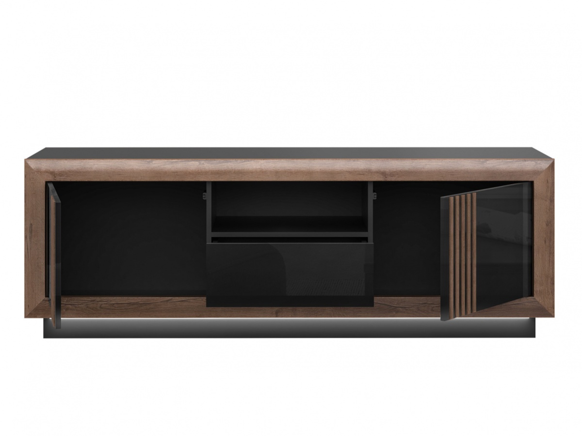 Televízna komoda glory - čierna/dub/lesk.

 

Televízna komoda je vybavená modernou technológiou push to open.

 

Rozmery televíznej komody Glory sú 163x57x43cm (š, v, h).

 

Všetok nábytok patriaci do kolekcie Glory nájdete nižšie v súvisiacich produktoch.