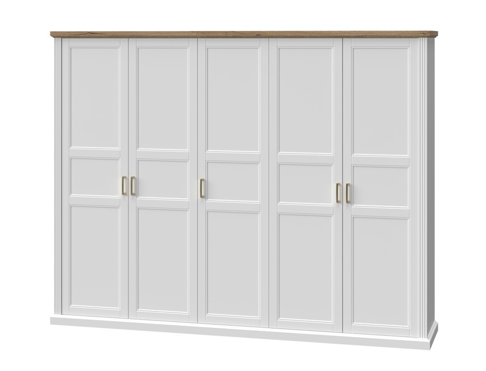 Pětidverová šatníková skriňa artis - bílá/orech pacific.

 

Dizajn skrine sa nesie v duchu vidieckeho prírodného štýlu Provence, ktorý zdobia vyrezávané čelá a profilované dekoratívne lišty.

 

Silná MDF doska s hrúbkou 25mm spolu s laminom tvorí dohromady kvalitný kompaktný celok.

 

Rozmery päťdverovej šatníkovej skrine Artis sú 291x227x59cm (š, v, h).

 

Všetok nábytok patriaci do kolekcie Artis nájdete nižšie v súvisiacich produktoch.