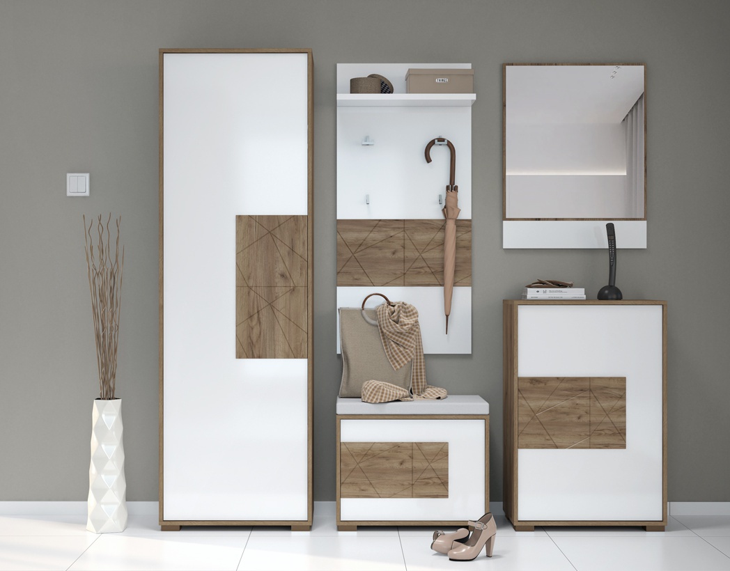 Predsieňová skriňka freya - dub halifax/biela.

 

Dekoratívny prvok na prednej strane skrinky tvorí profilovaná MDF doska.

 

Rozmery predsieňovej skrinky Freya sú 63x94x36cm (š, v, h).

 

Všetok nábytok patriaci do kolekcie Freya nájdete nižšie v súvisiacich produktoch.