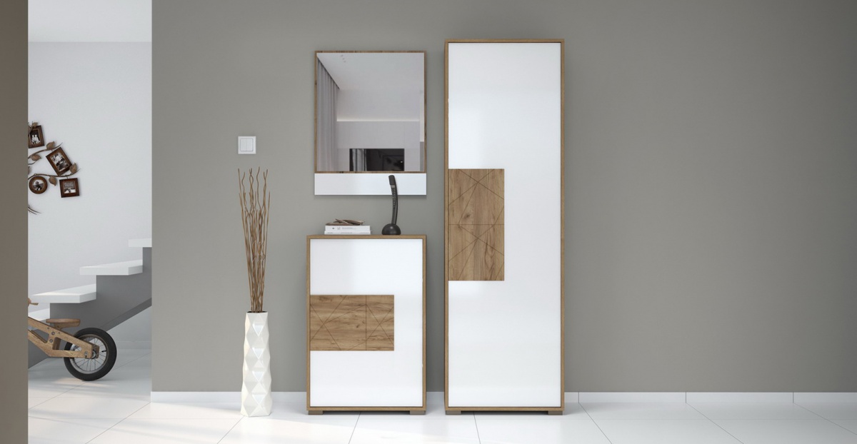 Predsieňová skriňka freya - dub halifax/biela.

 

Dekoratívny prvok na prednej strane skrinky tvorí profilovaná MDF doska.

 

Rozmery predsieňovej skrinky Freya sú 63x94x36cm (š, v, h).

 

Všetok nábytok patriaci do kolekcie Freya nájdete nižšie v súvisiacich produktoch.