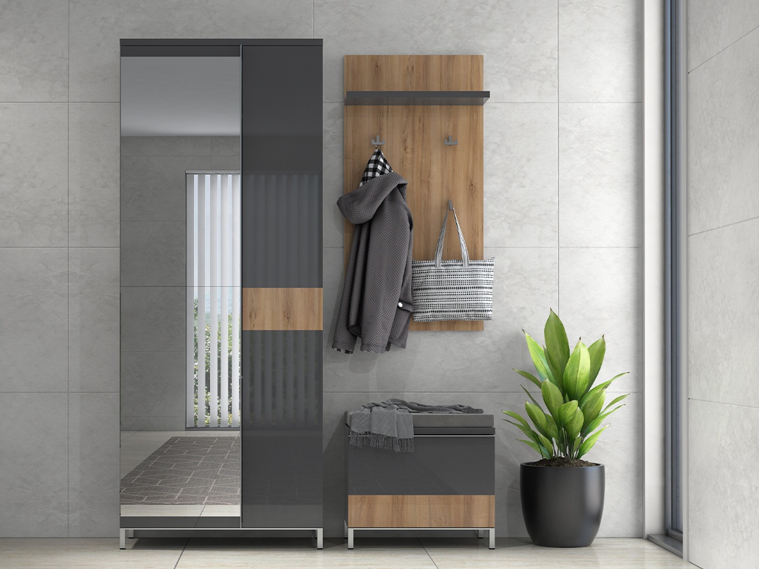 Predsieň orfea ii - šedá/orech pacific.

 

 

Predsieňová skriňa Orfea je tvorená dvoma asymetrickými krídlami, veľkým úložným priestorom pre odevy a nôžkami.

 

 

Vešiakový panel Orfea sa skladá z panelu v dekore orecha pacific, na ktorom je umiestnená antracitovo šedá lakovaná polica vo vysokom lesku.

 

Botník Orfea obsahuje úložný postor pre topánky s 1 policou a výklopnými dvierkami.

 

 

Veľká predsieň Orfea obsahuje tieto produkty:

Predsieňová skriňa Orfea-šedá/orech pacific – 76x191x35cm (š, v, h)
Botník Orfea-šedá/orech pacific – 56x51x35cm (š, v, h)
Vešiakový panel Orfea-šedá/orech pacific – 56x109x22cm (š, v, h)

 


Všetky produkty z kolekcie Orfea nájdete nižšie v súvisiacich produktoch.