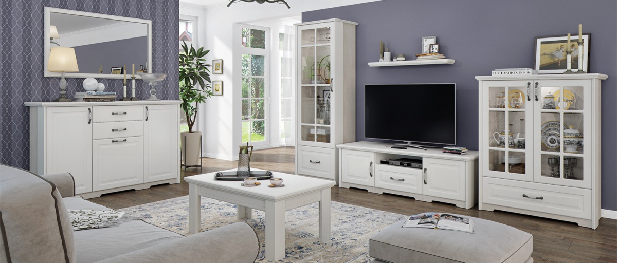 Televizný stolík marley - biela/borovica.

 

Čelá, ozdobné lišty a horná doska sú lakované odolným UV lakom s jemným matným efektom.

 

Rozmery televízneho stolíka Marley sú 159x51x55cm (š, v, h).

 

Všetok nábytok patriaci do kolekcie nábytku Marley nájdete nižšie v súvisiacich produktoch.