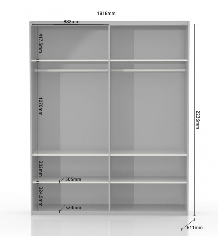 Dvojdverová posuvná skriňa tiana š.182cm – béžová.

 

 

Všetky viditeľné strany skrine sú potiahnuté vysoko lesklým UV lakom, ktorý je štyrikrát odolnejší voči fyzickému poškodeniu v porovnaní so štandardným lakom, v tomto prípade odtieňom v teplej béžovej farbe.

 

 

Úložný priestor tejto skrine ponúka šesť políc pre skladanú bielizeň a dve šatňové tyče.

 

 

Rozmery dvojdverovej posuvnej skrine Tiana sú 182x224x61cm (š, v, h).

 

 

Všetky produkty z kolekcie Tiana nájdete nižšie v súvisiacom tovare.