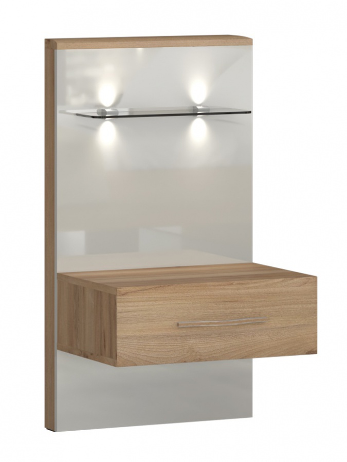 Spálňa 160 i hagop - orech pacifik/béžová.

 

 

Posteľ 160x200 Hagop je vyrobená z lamina s hrúbkou 2,5 cm prevažne v dekore orecha pacifik.

 

Závesný nočný stolík Hagop sa skladá zo závesného panelu, 1 zásuvky a sklenenej police.

 

Kombinovaná komoda Hagop obsahuje 3 zásuvky a 2 skrinky kryté dvierkami.

 

Kombinovaná skriňa 5D I Hagop sa skladá z úložného priestoru za 5 dvierkami av 2 zásuvkách.

 

 

Zostava sa skladá z týchto prvkov:


	Posteľ 160x200 Hagop - 166x100x223cm (š, v, h)
	Závesný nočný stolík s osvetlením Hagop-ľavý – 56x100x47cm (š, v, h)
	Závesný nočný stolík s osvetlením Hagop-pravý – 56x100x47cm (š, v, h)
	Kombinovaná komoda Hagop - 170x83x46cm (š, v, h)
	Kombinovaná skriňa 5D I Hagop s rámom - 232x227x72,5cm (š, v, h)


 


Všetky produkty z kolekcie Hagop nájdete nižšie v súvisiacich produktoch.