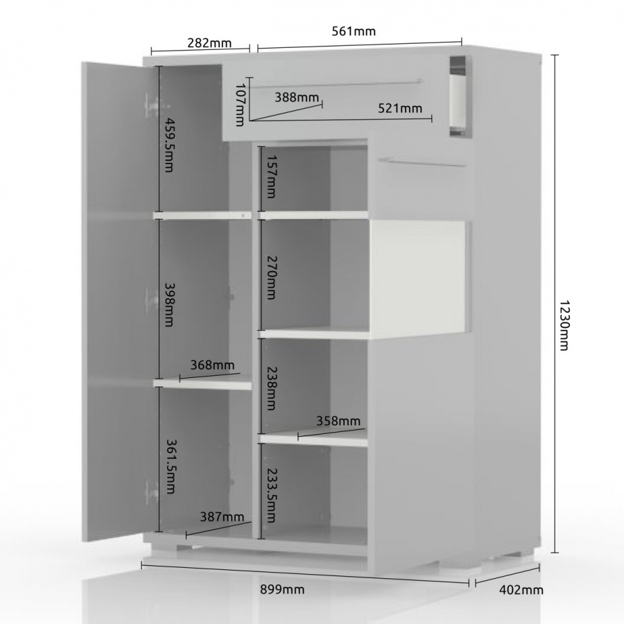 Kombinovaná vitrína tiana i - biela.

 

 

Kombinovaná vitrína Tiana I prispeje k príjemnej atmosfére vašej obývačky.

 

 

Rozmery kombinovanej vitríny s osvetlením Tiana I sú 90x123x40cm (š, v, h).

 

 

Všetky produkty z kolekcie Tiana nájdete nižšie v súvisiacom tovare.