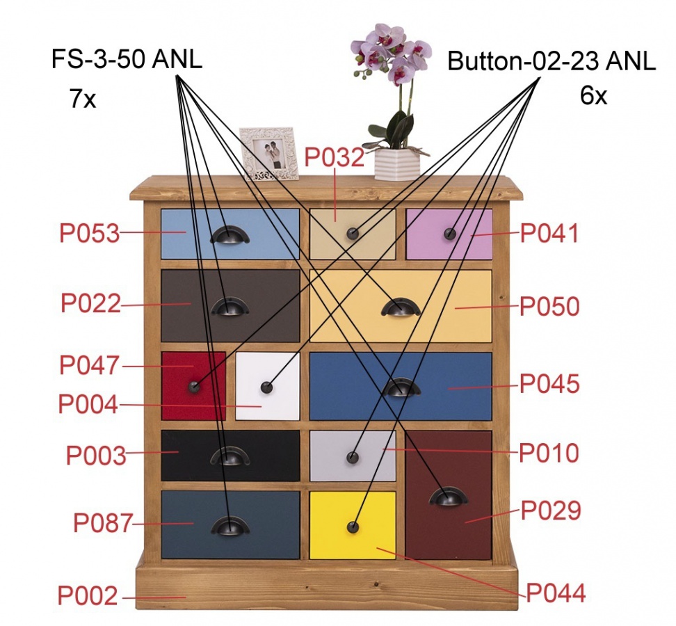Zásuvková komoda liora 474 - hnedá 02/mix farieb.

 

Šuplíková komoda z poctivého borovicového dreva sa hodí ho každej miestnosti.

 

Komoda obsahuje 13 zásuviek s kovovými úchytkami.

 

Rozmery šuplíkovej komody Liora 474 sú 90x97x35cm (š, v, h).

 

Na prehliadnutie ďalších masívnych kúskov nábytku od tohto výrobcu kliknite TU.

 

Farba na fotografii sa môže ľahko líšiť oproti reálnemu výrobku. Príčinnou môže byť zobrazovanie farieb monitora či rôzne nasvietenie výrobkov pri fotení.


Z dôvodov výroby masivného nábytku na zákazku, sme nútení požadovať od zákazníka zálohu v minimálnej výške 30% z ceny nábytku.