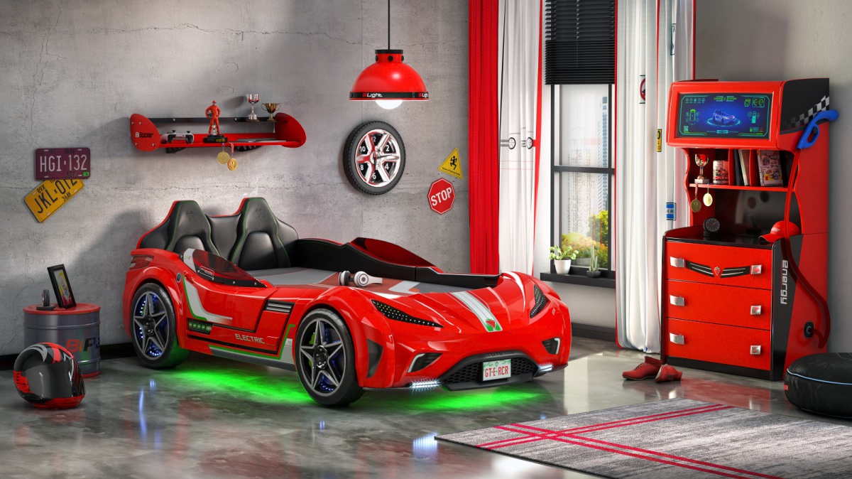 Posteľ auto 100x190 electric - červená.

 

Posteľ je tvorená laminom s hrúbkou 1,6 a 1,2 cm.

Nosnosť postele je 130kg.

 

Rozmery auto-postele Electric sú 127,5x80x220cm (š, v, h).

 

K auto-posteľovi Electric ponúkame nábytok do detskej izby v rovnakom dizajne od rovnakého výrobcu, navyše je možné dokúpiť drobné príslušenstvo, všetko nájdete nižšie v súvisiacich produktoch.