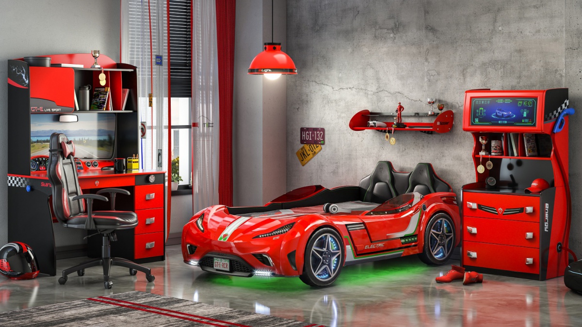 Posteľ auto 100x190 electric - červená.

 

Posteľ je tvorená laminom s hrúbkou 1,6 a 1,2 cm.

Nosnosť postele je 130kg.

 

Rozmery auto-postele Electric sú 127,5x80x220cm (š, v, h).

 

K auto-posteľovi Electric ponúkame nábytok do detskej izby v rovnakom dizajne od rovnakého výrobcu, navyše je možné dokúpiť drobné príslušenstvo, všetko nájdete nižšie v súvisiacich produktoch.