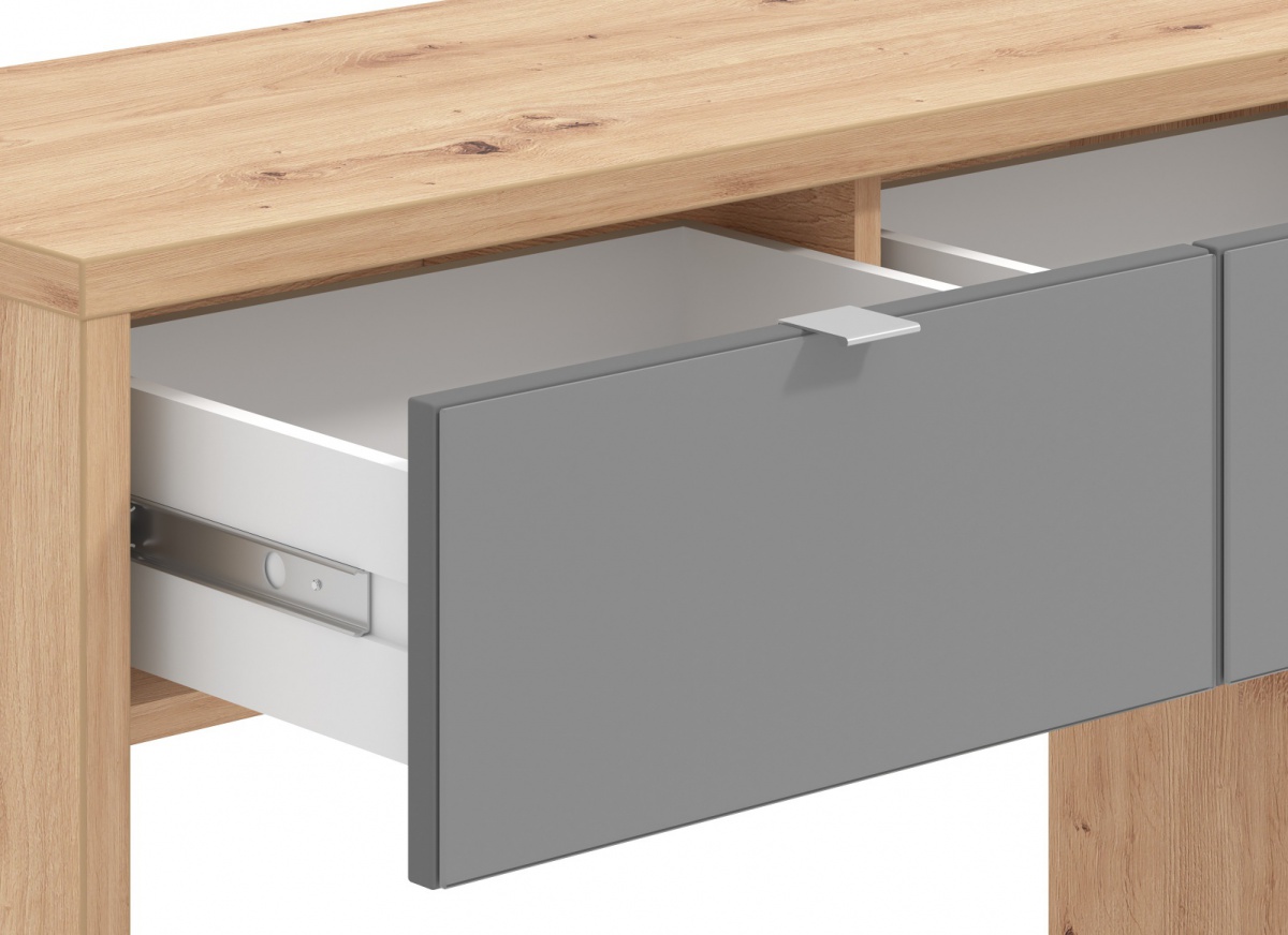 Konzolový stolík abuela - dub artisan/šedá.

 

Konzolový stolík ponúka odkladovú plochu do ktorejkoľvek miestnosti a taktiež úložný priestor v podobe 2 zásuviek.

 

Rozmery konzolového stolíka Abuela sú 92x75x35cm (š, v, h).

 

Všetky produkty z kolekcie Abuela nájdete nižšie v súvisiacich produktoch.