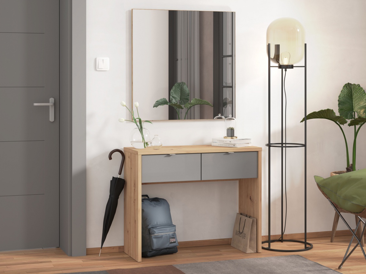 Konzolový stolík abuela - dub artisan/šedá.

 

Konzolový stolík ponúka odkladovú plochu do ktorejkoľvek miestnosti a taktiež úložný priestor v podobe 2 zásuviek.

 

Rozmery konzolového stolíka Abuela sú 92x75x35cm (š, v, h).

 

Všetky produkty z kolekcie Abuela nájdete nižšie v súvisiacich produktoch.