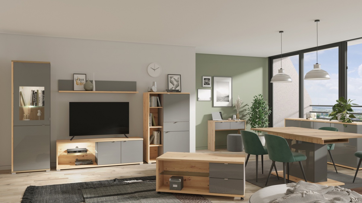 Tv stolík 160 abuela - dub artisan/šedá.

 

TV stolík bude oporou pre vašu televíziu a zároveň úložným priestorom pre prípadné televízne príslušenstvo.

 

Rozmery TV stolíka 160 Abuela sú 157,5x50,5x40cm (š, v, h).

 

Všetky produkty z kolekcie Abuela nájdete nižšie v súvisiacich produktoch.