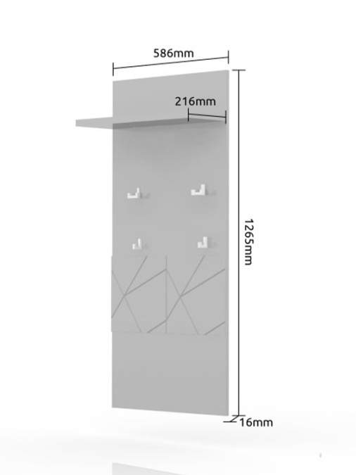 Vešiakový panel freya - dub halifax/biela.

 

Dekoratívny pruh v dekore dreva na prednej strane je tvorený pevnou profilovanou MDF doskou.

 

Rozmery vešiakového panelu Freya sú 70x112x13cm (š, v, h).

 

Všetky produkty patriace do kolekcie Freya nájdete nižšie v súvisiacich produktoch.
