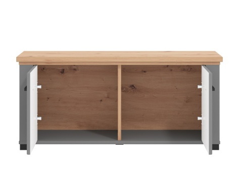 Botník lotta - šedá/dub artisan.

 

Botník je vyrobený z lamina v šedej farbe, dvierka sú z profilovanej MDF dosky potiahnuté matnou šedou fóliou.

 

Rozmery Botníka Lotta sú 103,5x47,5x41cm (š, v, h).

 

Všetky produkty z kolekcie Lotta nájdete nižšie v súvisiacich produktoch.