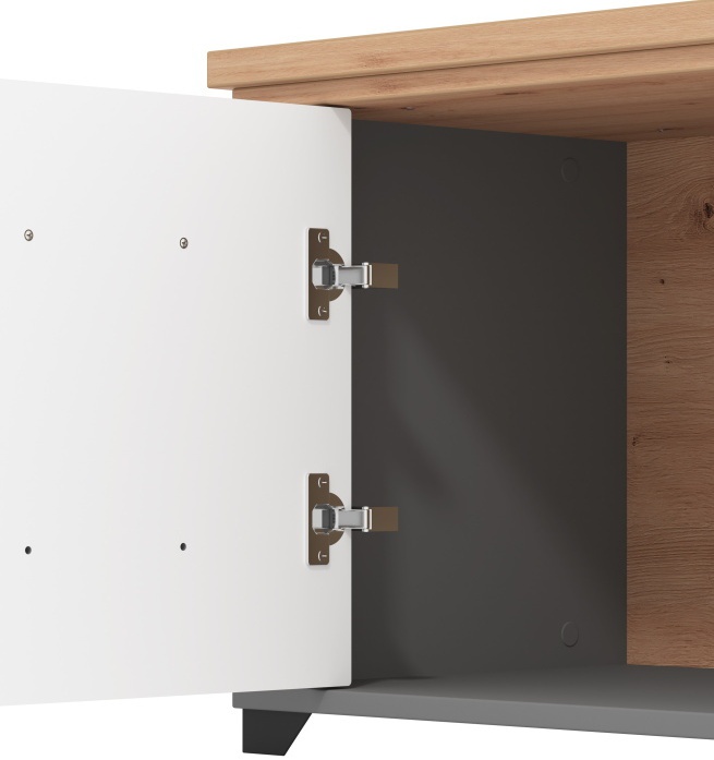 Botník lotta - šedá/dub artisan.

 

Botník je vyrobený z lamina v šedej farbe, dvierka sú z profilovanej MDF dosky potiahnuté matnou šedou fóliou.

 

Rozmery Botníka Lotta sú 103,5x47,5x41cm (š, v, h).

 

Všetky produkty z kolekcie Lotta nájdete nižšie v súvisiacich produktoch.