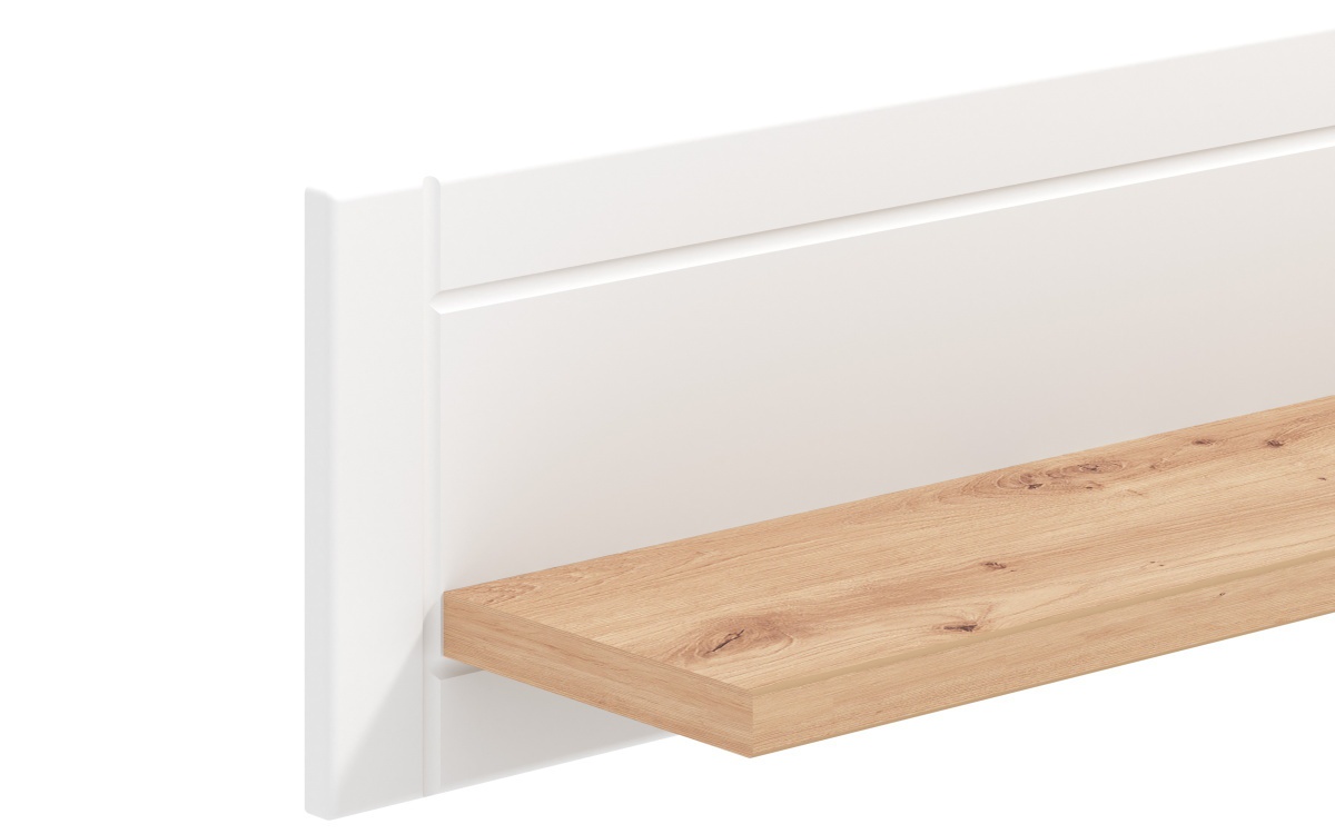 Polica lotta - biela/dub artisan.

 

Nástenná polica v kombinácii dekoru duba artisan a bielej matnej farby je atraktívnym dizajnovým riešením na vytvorenie nástenného úložného priestoru.

 

Rozmery Police Lotta sú 146x24x19,5cm (š, v, h).

 

Všetky produkty z kolekcie Lotta nájdete nižšie v súvisiacich produktoch.