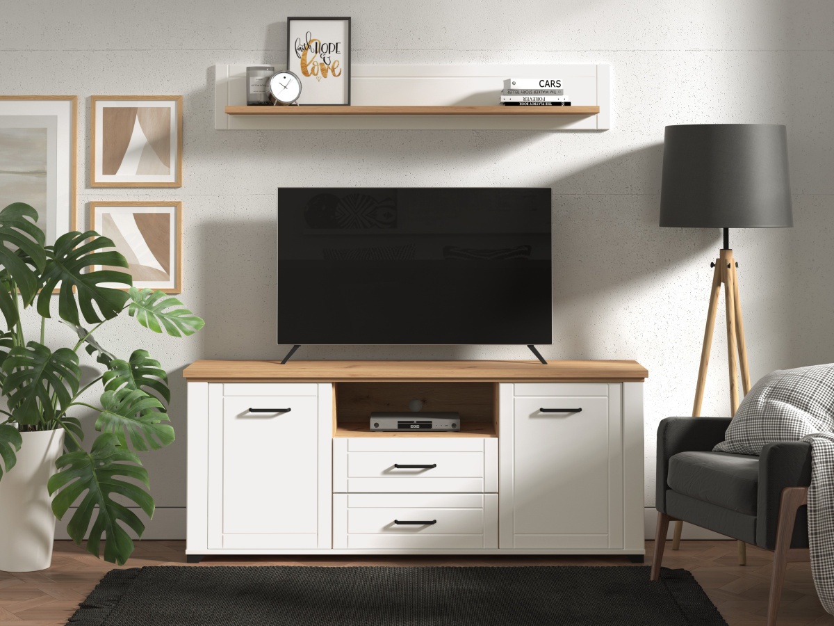 Tv komoda lotta - biela/dub artisan.

 

Televízna komoda ponúka úložný priestor do obývacej izby v oku lahodiacom prevedení.

 

Rozmery TV komody Lotta sú 161x66,5x41cm (š, v, h).

 

Všetky produkty z kolekcie Lotta nájdete nižšie v súvisiacich produktoch.