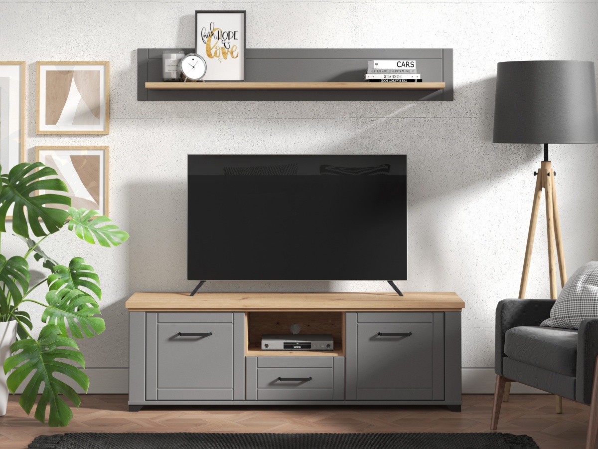 Tv stolík lotta - šedá/dub artisan.

 

Televízny stolík ponúka úložný priestor do obývacej izby v oku lahodiacom prevedení.

 

Rozmery TV stolíka Lotta sú 147x47,5x41cm (š, v, h).

 

Všetky produkty z kolekcie Lotta nájdete nižšie v súvisiacich produktoch.