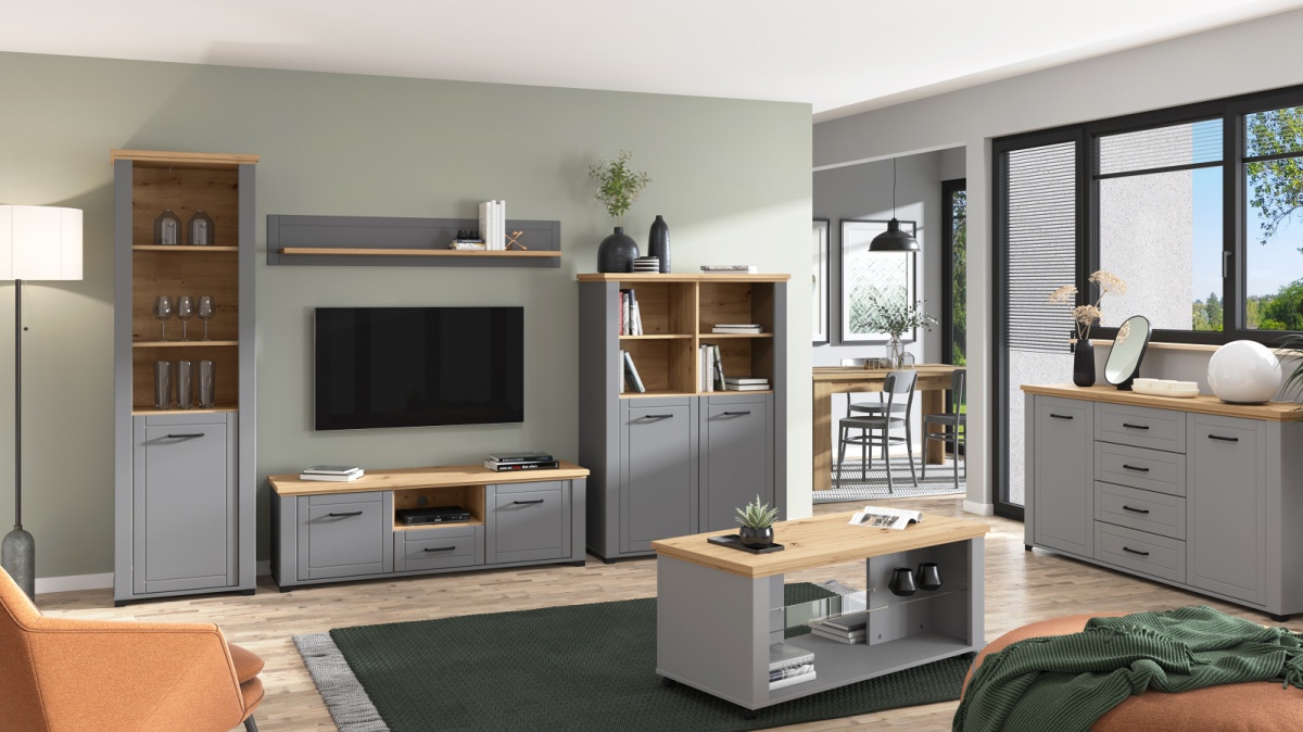 Tv stolík lotta - šedá/dub artisan.

 

Televízny stolík ponúka úložný priestor do obývacej izby v oku lahodiacom prevedení.

 

Rozmery TV stolíka Lotta sú 147x47,5x41cm (š, v, h).

 

Všetky produkty z kolekcie Lotta nájdete nižšie v súvisiacich produktoch.