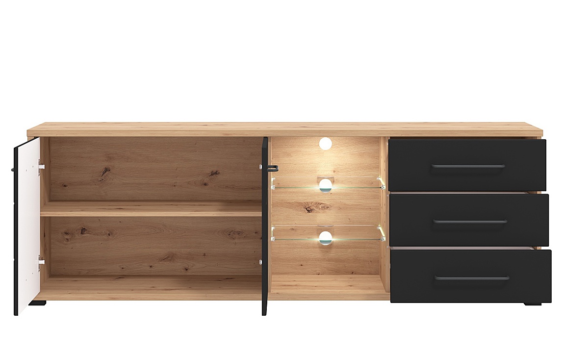 Tv stolík 190 s kompletným osvetlením lugano - dub artisan/čierna.

TV stolík Lugano je skvelou voľbou pre umiestnenie televízora v obývačke.

 

Rozmery TV stolíka 190 s kompletným osvetlením Lugano sú 190x65x40cm (š, v, h).

 

Všetky produkty z kolekcie Lugano nájdete nižšie v súvisiacich produktoch.