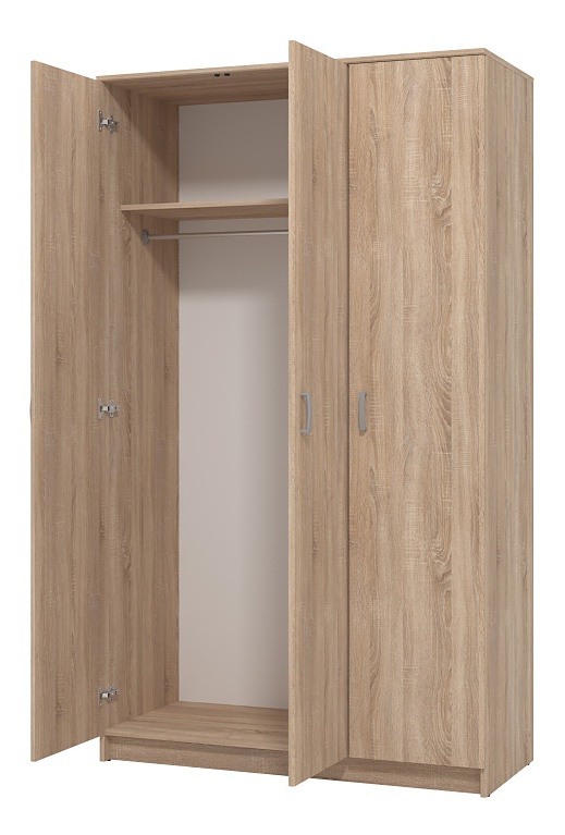 Trojdverová šatníková skriňa nerea - dub sonoma.

 

Trojdverová skriňa ponúka úložný priestor so šatníkovou tyčou, nad ňou sa nachádza jedna veľká horná polica.

 

Rozmery trojdverovej šatníkovej skrine Nerea sú 120x205x52cm (š, v, h).

 

Všetky skrine z kolekcie Nerea nájdete nižšie v súvisiacich produktoch.