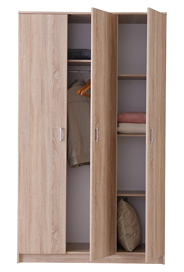 Trojdverová šatníková skriňa nerea - dub sonoma.

 

Trojdverová skriňa ponúka úložný priestor so šatníkovou tyčou, nad ňou sa nachádza jedna veľká horná polica.

 

Rozmery trojdverovej šatníkovej skrine Nerea sú 120x205x52cm (š, v, h).

 

Všetky skrine z kolekcie Nerea nájdete nižšie v súvisiacich produktoch.