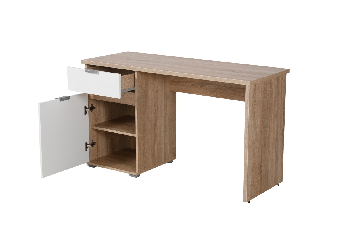 Študentský písací stôl ramona - dub sonoma/biela.

 

Rozmery písacieho stola Ramon sú 130x50x75,5 cm (š, h, v).

 

Pracovný stôl Ramon môžete doplniť ďalšími produktmi v dekore dub sonoma alebo bielej farbe a vybaviť tak vašu pracovňu, detskú alebo študentskú izbu.