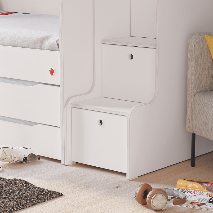 Schodíky s úložným priestorom pure modular - biela.

 

Schodíky Modular sú inovovaným modelom, ktorý vystupuje do popredia svojou funkčnosťou aj eleganciou svojho dizajnu.

Nosnosť schodíka je 80-95kg.

 

Rozmery schodíkov s úložným priestorom Modular sú 40x139x95cm (š, v, h).

 

Kolekcia Modular vychádza z pôvodnej kolekcie Pure, ich dekory a farby sú zhodné, a tak je možné detskú izbu doplniť kúskami nábytku z týchto pôvodných kolekcií.