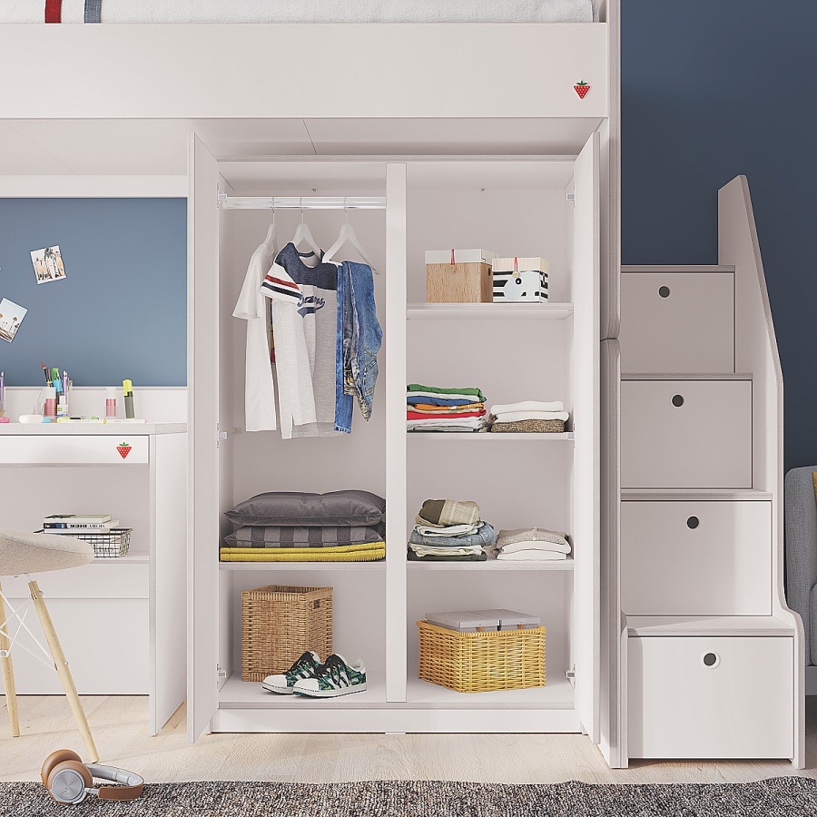 Poschodová posteľ so skriňou a schodíkmi pure modular - biela.

 

Poschodová posteľ Modular ponúka inteligentné riešenie nielen pre menšie priestory.


Rozmery poschodovej postele so skriňou a schodíkmi Modular sú 247x190x203cm (š, v, h).

 

Kolekcia Modular vychádza z pôvodnej kolekcie Pure, ich dekory a farby sú zhodné, a tak je možné detskú izbu doplniť kúskami nábytku z týchto pôvodných kolekcií.