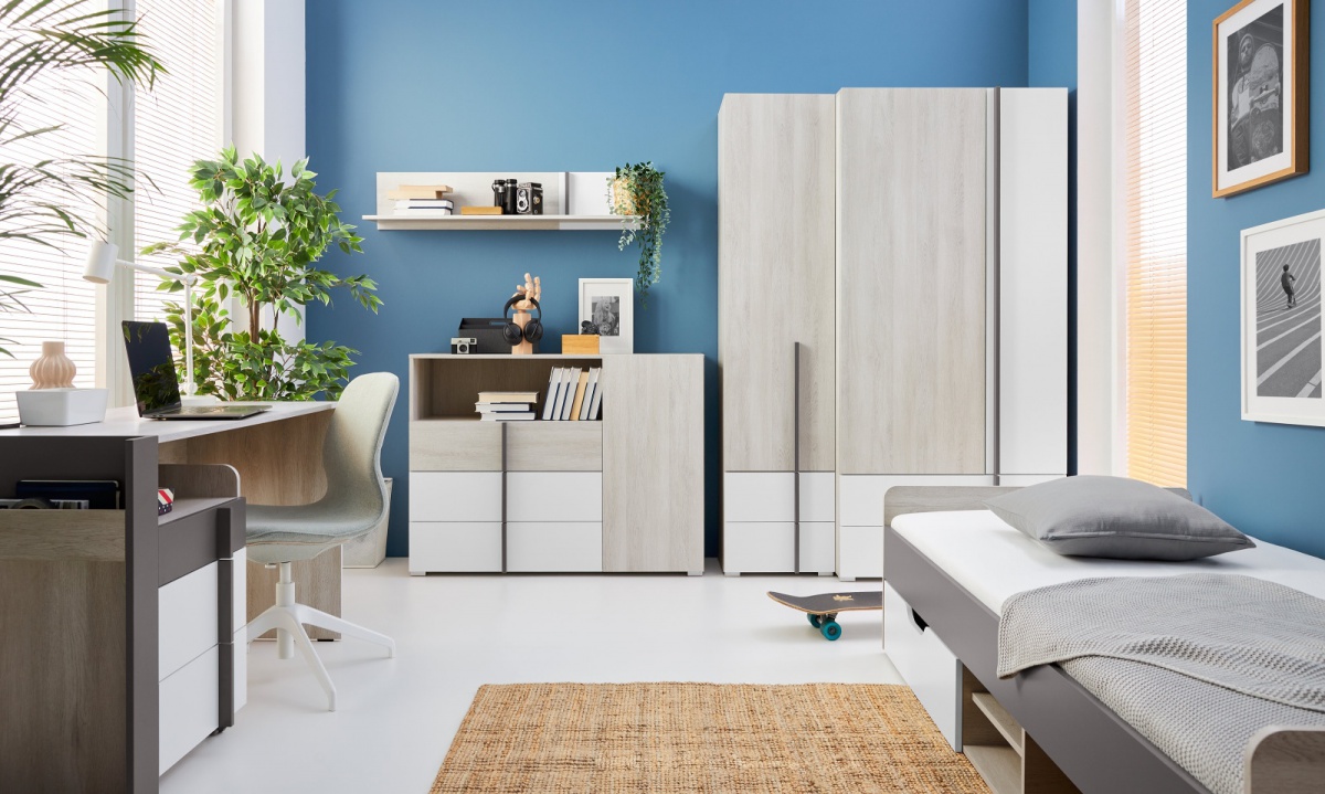 Dvojdverová šatníková skriňa mateo - dub/biela/šedá.

 

Dvojdverová šatníková skriňa ponúka množstvo praktického úložného priestoru.

 

Rozmery dvojdverovej šatníkovej skrine Mateo sú 90x195x53cm (š, v, h).

 

Všetok nábytok patriaci do kolekcie Mateo nájdete nižšie v súvisiacich produktoch.

 