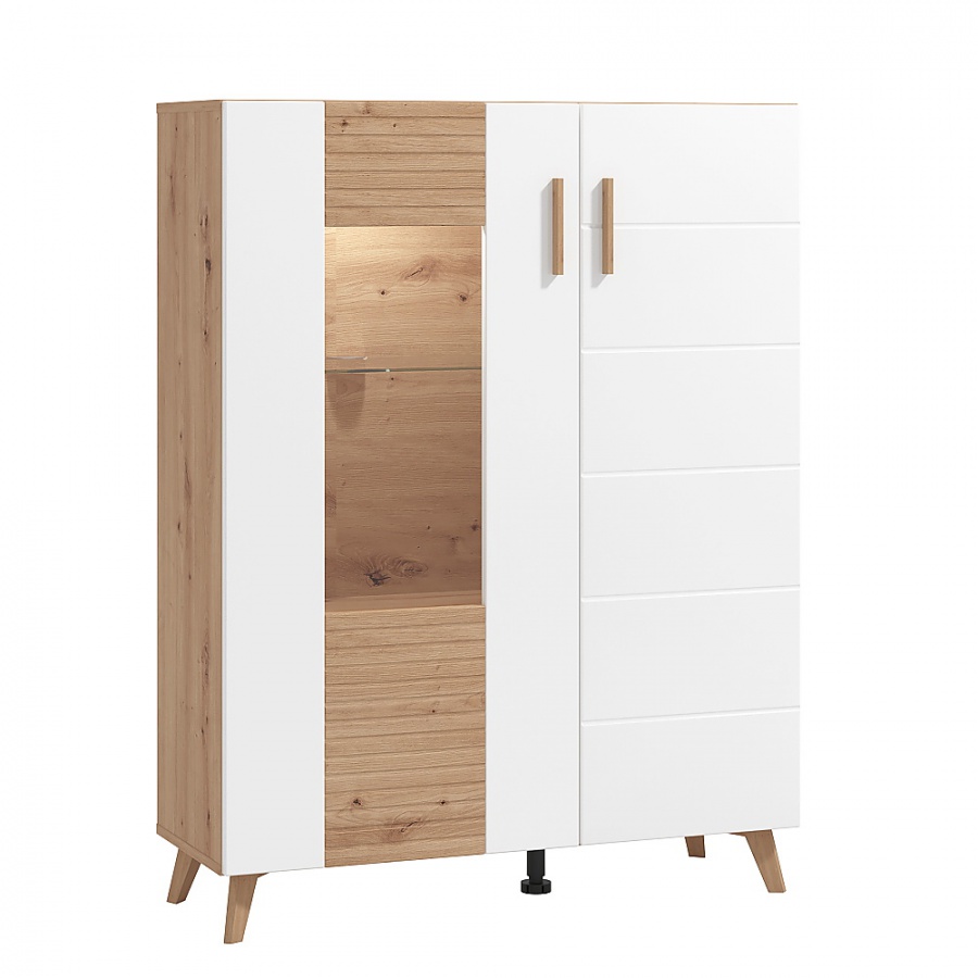 Široká vitrína s vnútorným osvetlením jett - dub artisan/biela.

 

Vitrína s presklenou časťou cez ktorú je možné vidieť jednu sklenenú policu.

 

Rozmery širokej vitríny s vnútorným osvetlením Jett sú 96x125,5x35cm (š, v, h).

 

Všetky produkty z kolekcie Jett nájdete nižšie v súvisiacich produktoch.