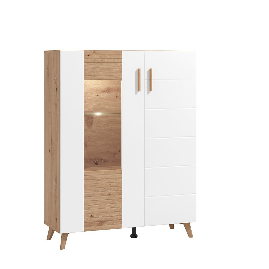 Široká vitrína s kompletným osvetlením jett - dub artisan/biela.

 

Vitrína s presklenou časťou cez ktorú je možné vidieť jednu sklenenú policu.

 

Rozmery širokej vitríny s kompletným osvetlením Jett sú 96x125,5x35cm (š, v, h).

 

Všetky produkty z kolekcie Jett nájdete nižšie v súvisiacich produktoch.