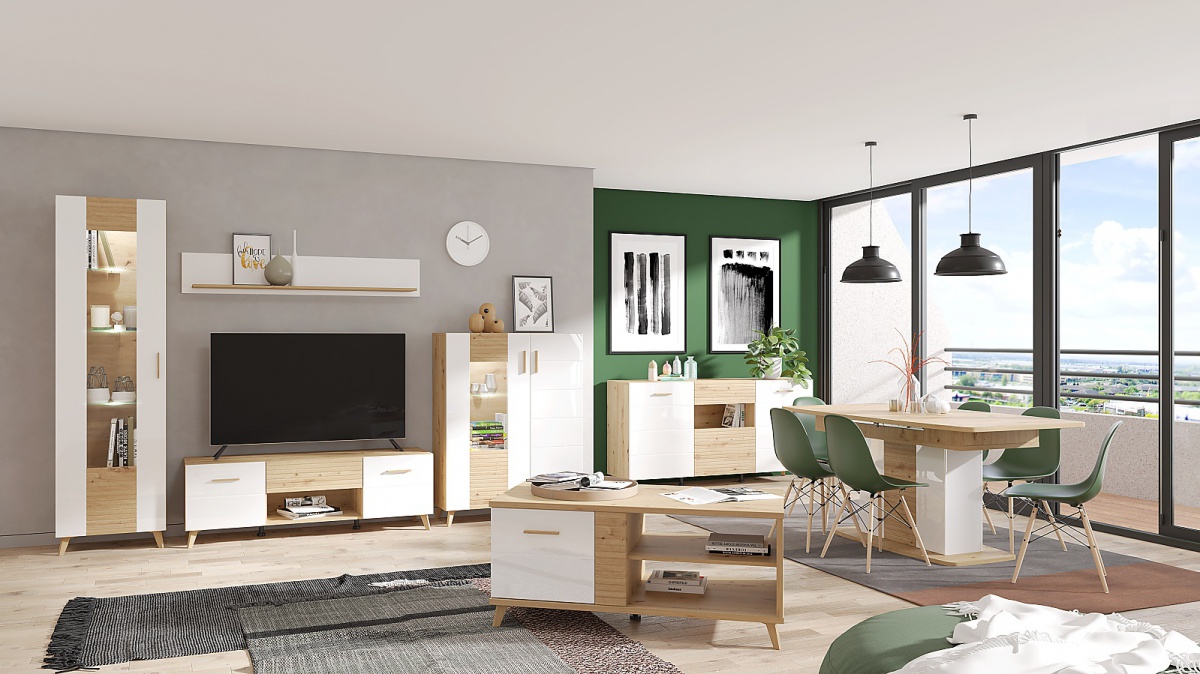 Široká vitrína s kompletným osvetlením jett - dub artisan/biela.

 

Vitrína s presklenou časťou cez ktorú je možné vidieť jednu sklenenú policu.

 

Rozmery širokej vitríny s kompletným osvetlením Jett sú 96x125,5x35cm (š, v, h).

 

Všetky produkty z kolekcie Jett nájdete nižšie v súvisiacich produktoch.