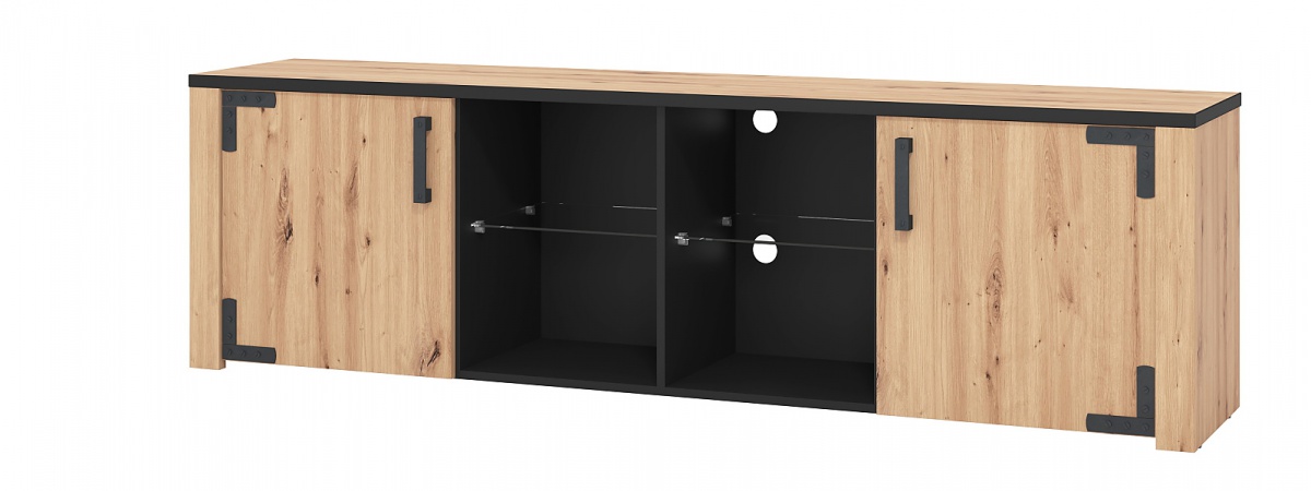 Široký tv stolík miles - dub artisan/čierna.

 

Materiálom, ktorý bol na výrobu nábytku použitý, je lamino hrúbky 16mm a 25mm v dekore dub artisan s čiernou farbou.

 

Rozmery TV stolíka Miles sú 197x57,5x40cm (š, v, h).

 

Všetky produkty z kolekcie Miles nájdete nižšie v súvisiacich produktoch.