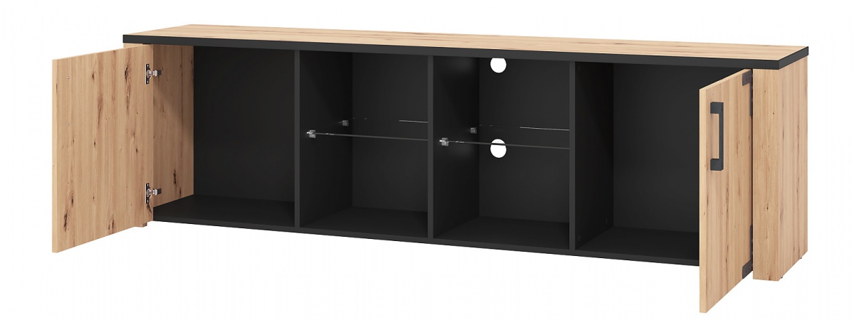 Široký tv stolík miles - dub artisan/čierna.

 

Materiálom, ktorý bol na výrobu nábytku použitý, je lamino hrúbky 16mm a 25mm v dekore dub artisan s čiernou farbou.

 

Rozmery TV stolíka Miles sú 197x57,5x40cm (š, v, h).

 

Všetky produkty z kolekcie Miles nájdete nižšie v súvisiacich produktoch.