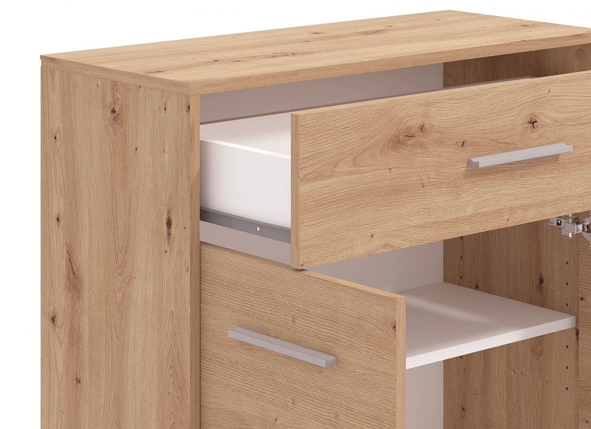 Komoda 2d+1z joel - dub artisan.

 

Komoda je opatrená jednou širokou zásuvkou a dvierkami za ktorými sa skrývajú dve priehradky.

 

Rozmery komody 2D+1Z Joel sú 80,5x80,5x33cm (š, v, h).

 

Všetky produkty z kolekcie Joel nájdete nižšie v súvisiacich produktoch.