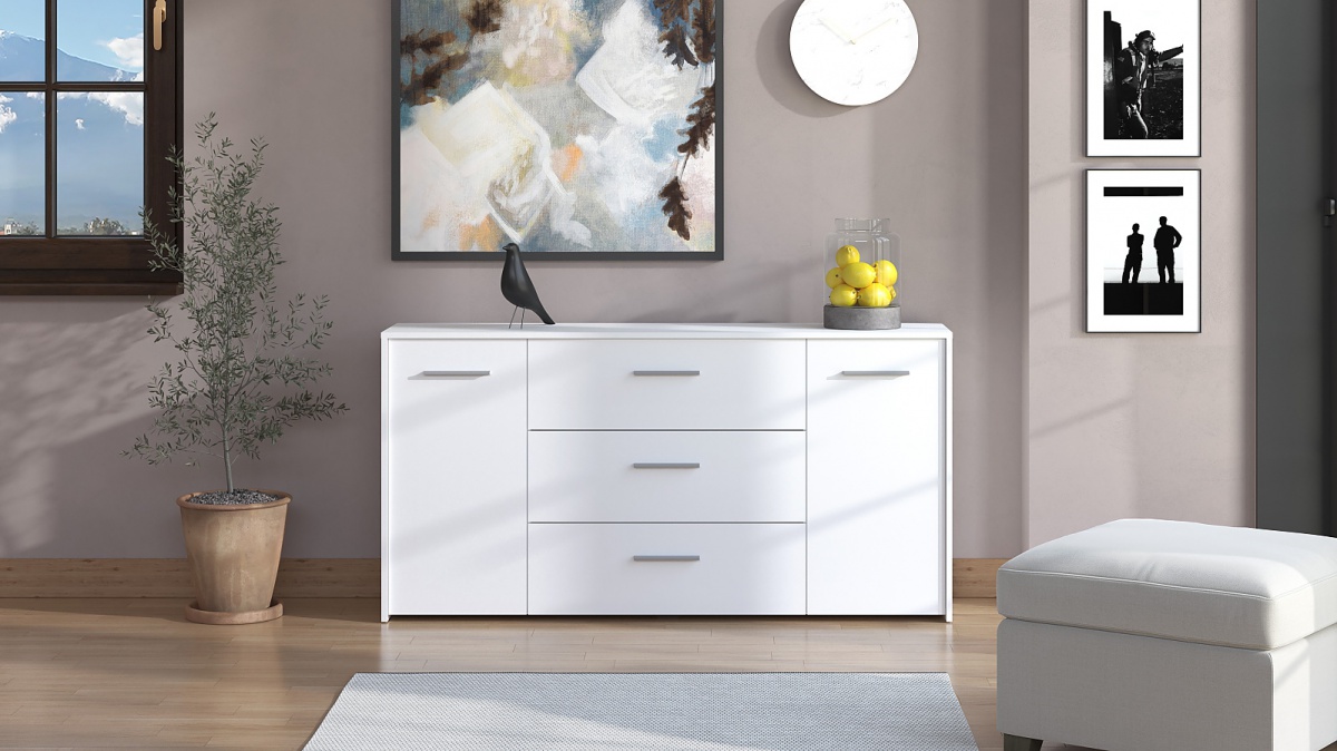 Komoda 2d+3z joel - biela.

 

Komoda je opatrená tromi širokými zásuvkami a dvierkami za ktorými sa skrývajú dve priehradky.

 

Rozmery komody 2D+3Z Joel sú 158x80,5x33cm (š, v, h).

 

Všetky produkty z kolekcie Joel nájdete nižšie v súvisiacich produktoch.