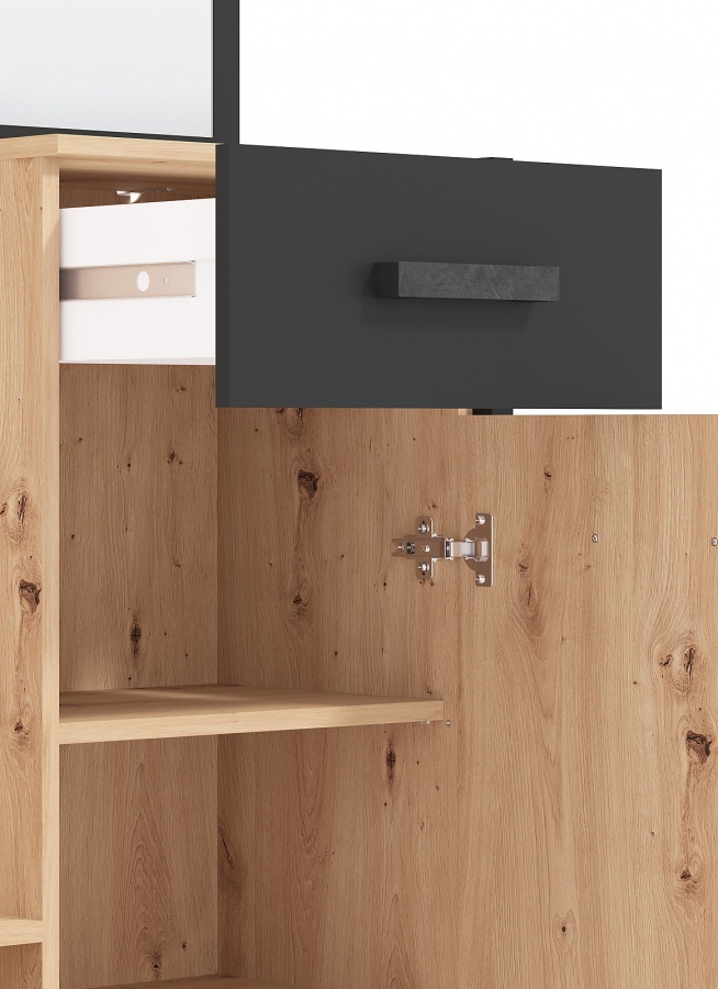 Predsieňová stena so zrkadlom scalea - dub artisan/čierna.

 

Predsieňová stena v dekore duba artisan je doladená čiernymi detailmi ako sú háčiky, široké úchytky či rám zrkadla.

 

Rozmery predsieňovej steny so zrkadlom Scalea sú 89,5x191x33,5cm (š, v, h).

 

Všetky produkty z kolekcie Scalea nájdete nižšie v súvisiacich produktoch.