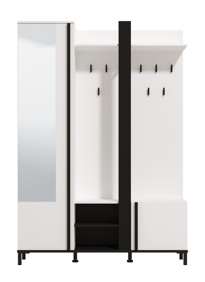 Veľká predsieňová stena scalea - biela/čierna.

 

Predsieňová stena v bielej farbe je doladená čiernymi detailmi ako sú háčiky, dekoračné panely či čelo dvierok.

 

Rozmery veľkej predsieňovej steny Scalea sú 134,5x192,5x34,5cm (š, v, h).

 

Všetky produkty z kolekcie Scalea nájdete nižšie v súvisiacich produktoch.