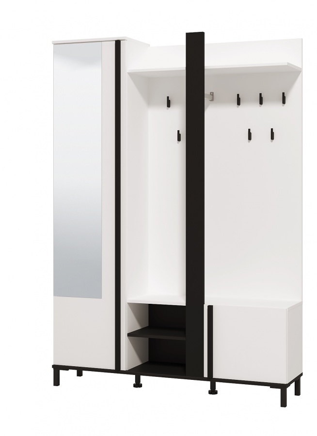 Veľká predsieňová stena scalea - biela/čierna.

 

Predsieňová stena v bielej farbe je doladená čiernymi detailmi ako sú háčiky, dekoračné panely či čelo dvierok.

 

Rozmery veľkej predsieňovej steny Scalea sú 134,5x192,5x34,5cm (š, v, h).

 

Všetky produkty z kolekcie Scalea nájdete nižšie v súvisiacich produktoch.