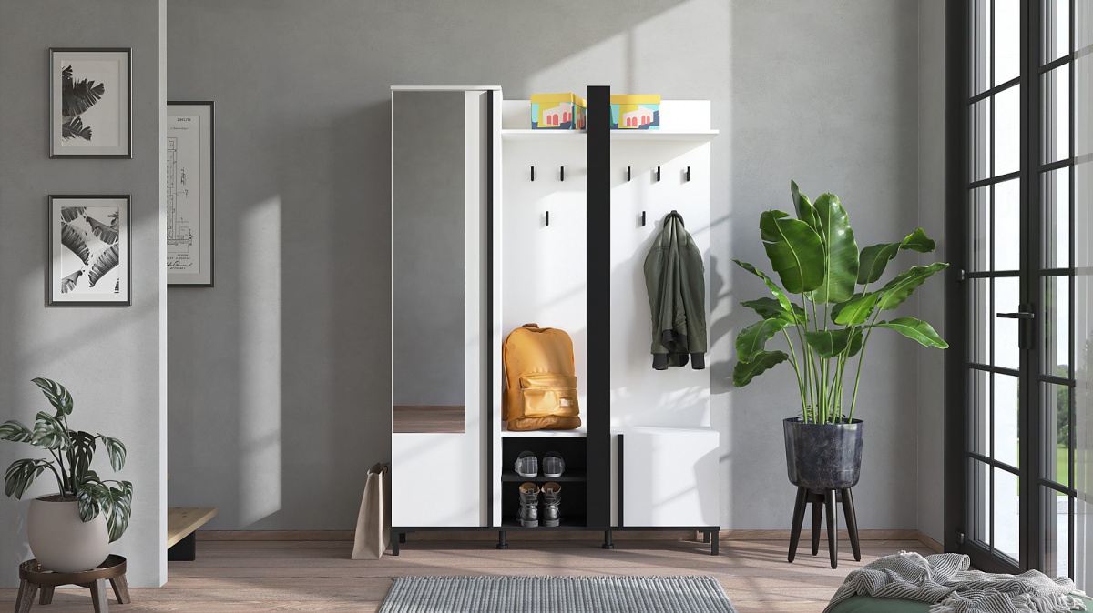 Veľká predsieňová stena scalea - biela/čierna.

 

Predsieňová stena v bielej farbe je doladená čiernymi detailmi ako sú háčiky, dekoračné panely či čelo dvierok.

 

Rozmery veľkej predsieňovej steny Scalea sú 134,5x192,5x34,5cm (š, v, h).

 

Všetky produkty z kolekcie Scalea nájdete nižšie v súvisiacich produktoch.