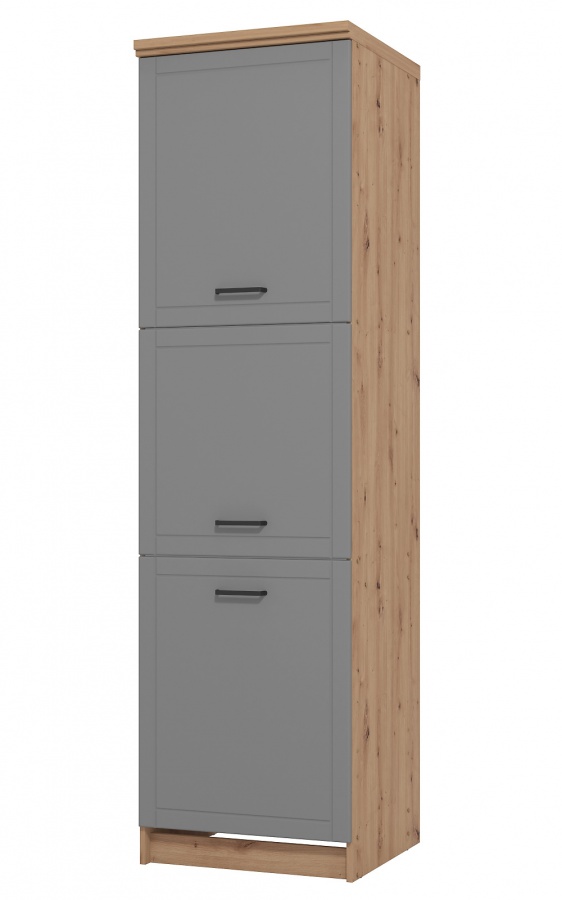 Potravinová víceúčelová skříňka lotta - dub artisan/šedá.

 

Potravinová viacúčelová skrinka do kuchyne, ako už jej názov napovedá, ponúka možnosť využitia ako špajza alebo aj skriňa na vloženie vstavanej rúry. Stačí iba nepripevniť prostredné dvierka a prostrednú časť chrbta a je možné nainštalovať rúru.

Skrinku je možné dokopmletovať ku kuchynským prvkom z rovnomennej kolekcie.

 

 

Rozmery potravinovej viacúčelovej skrinky Lotta sú 60x218,5x57,5cm (š, v, h).

 

 

Všetky produkty z kolekcie Lotta nájdete nižšie v súvisiacich produktoch.