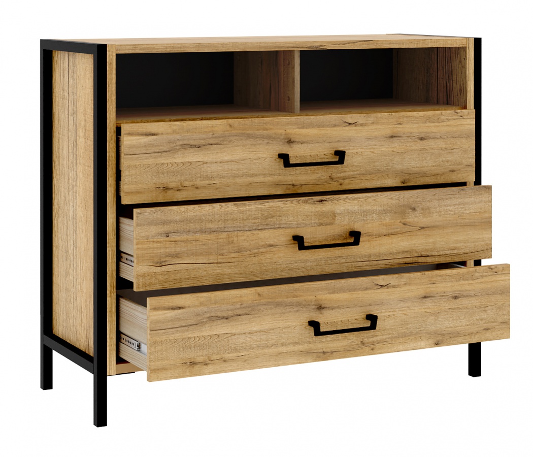 Zásuvková komoda shelby - dub bartex/čierna.

 

Okrem troch širokých a hlbokých zásuviek, určite oceníte aj dve priehradky, ktoré sa nachádzajú v hornej časti.

 

V čom je HDF doska lepšia ako MDF?

Výrobný proces je u HDF dosky rovnaký ako u MDF, ale HDF má podstatne vyššiu hustotu drevených vlákien.

 

Rozmery zásuvkovej komody Shelby sú 109,4x90,7x41,5cm (š, v, h).

 

Všetky produkty z kolekcie Shelby nájdete nižšie v súvisiacich produktoch.