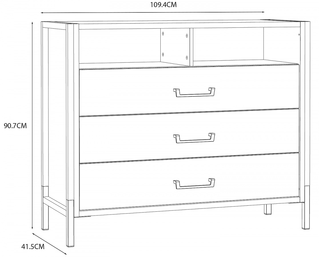 Zásuvková komoda shelby - dub bartex/čierna.

 

Okrem troch širokých a hlbokých zásuviek, určite oceníte aj dve priehradky, ktoré sa nachádzajú v hornej časti.

 

V čom je HDF doska lepšia ako MDF?

Výrobný proces je u HDF dosky rovnaký ako u MDF, ale HDF má podstatne vyššiu hustotu drevených vlákien.

 

Rozmery zásuvkovej komody Shelby sú 109,4x90,7x41,5cm (š, v, h).

 

Všetky produkty z kolekcie Shelby nájdete nižšie v súvisiacich produktoch.