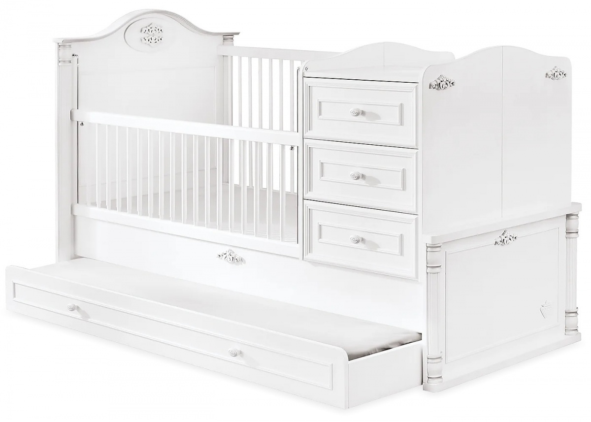 Detská rastúca postieľka carmen s prebaľovacím pultom - biela.

 

Rastúce detská postieľka nájde využitie hlavne v malých izbách.

 

Ako ide čas a bábätko rastie, rastú aj jeho nároky na rozmer ložnej plochy, úložné priestory a podobne.

 

Matrace nie sú súčasťou detskej postieľky Carmen a vhodné typy v rozmere 80x177 cm nájdete nižšie v súvisiacich produktoch.