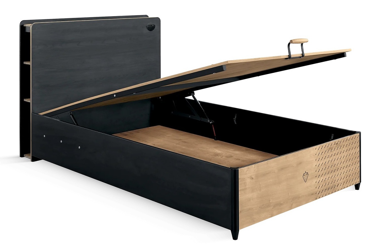 Posteľ s úložným priestorom a usb sirius - dub čierny/dub zlatý.

 

 

Súčasťou postele je pevný doskový rošt, ktorého ľahkým vyklopením pomocou štýlovej úchytky sa odkryje veľký úložný priestor.

 

 

Rozmery postele s úložným priestorom Sirius sú 124x108x223cm (š, v, h).

 

 

Všetky produkty z kolekcie Sirius a vhodné matrace nájdete nižšie v súvisiacom tovare.