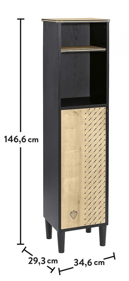 Úzka knižnica sirius - dub čierny/dub zlatý.

 

V hornej otvorenej časti sú teda dve poličky, jedna užšší na drobné dekorácie a druhá vyšší, kam jednoznačne patrí vystaviť veľkej knihy a slovníky.

 

Uchytenie na stenu je súčasťou produktu a zabraňuje nečakanému prevrhnutiu nábytku na zem.

 

Rozmery úzke knižnice Sirius sú 34x146x29cm (š, v, h)

 

Všetok nábytok patriaci do kolekcie Sirius nájdete nižšie v súvisiacich produktoch.