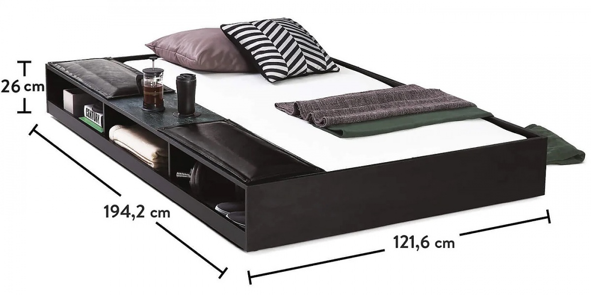 Prístelka s úložným priestorom 90x190cm nebula - čierna/sivá.

 

Okrem veľkého úložného priestoru tu nájdeme tiež odkladaciu plochu spolu s dvoma čalúnenými poduškami, kde si napríklad pohodlne oprite lakeť pri čítaní knihy alebo ich môžete použiť ako stupienok pri nastupovaní do hlavnej postele.

 

Umiestniť ho môžete pod všetky modely postelí Nebula.

 

Rozmery prístelky s úložným priestorom Nebula sú 194x121x26cm (š, h, v), ložná plocha je 90x190cm 

 

Všetok nábytok patriaci do kolekcie Nebula nájdete nižšie v súvisiacich produktoch.